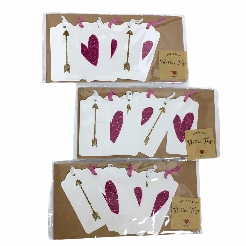 GIFT TAGS Glitter Hearts Arrows Valentine’s Day Bachelorette Bridal Shower Label